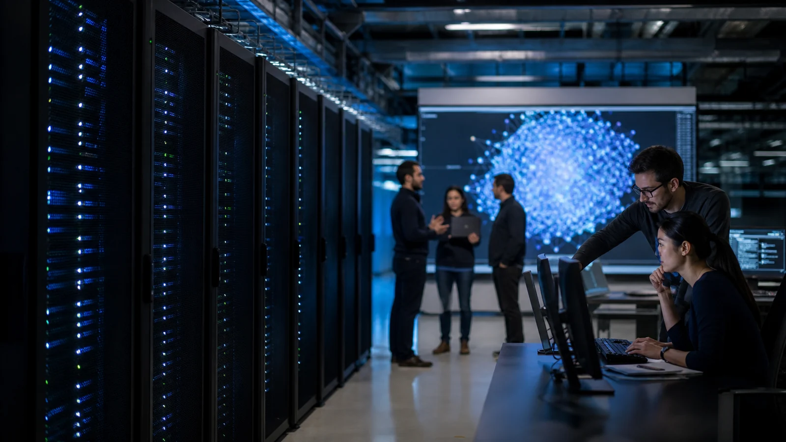 Инфраструктурная сцена AI for Science с национальными лабораториями, вычислительными ресурсами и исследовательской кооперацией